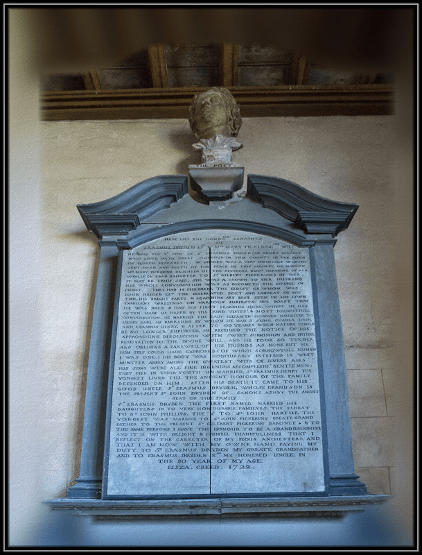 Memorial to John Dryden and his parents.