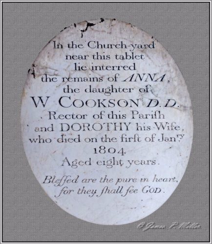 Cookson Memorial, The Wordsworth Connection, St. Peters Church, Forncett St Peter, Norfolk, England